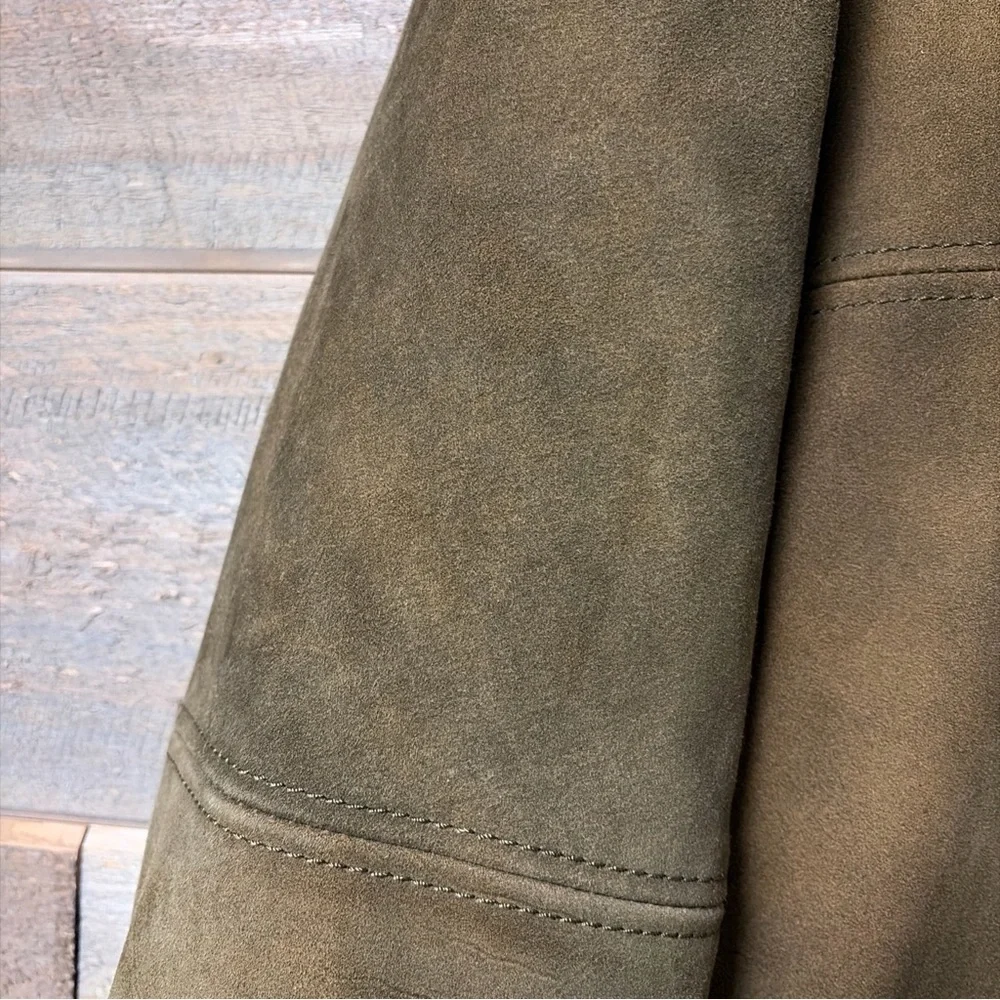 Vintage 2000s J Crew Suede Jacket Mens Size L Brown Brushed Soft Distressed Zip